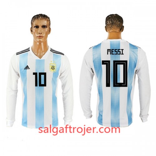 Argentina Fodboldtrøjer Messi 10 Hjemmebanesæt VM 2018 Langærmet Argentina Fodboldtrøjer Messi 10 Hjemmebanesæt VM 2018 Langærmet